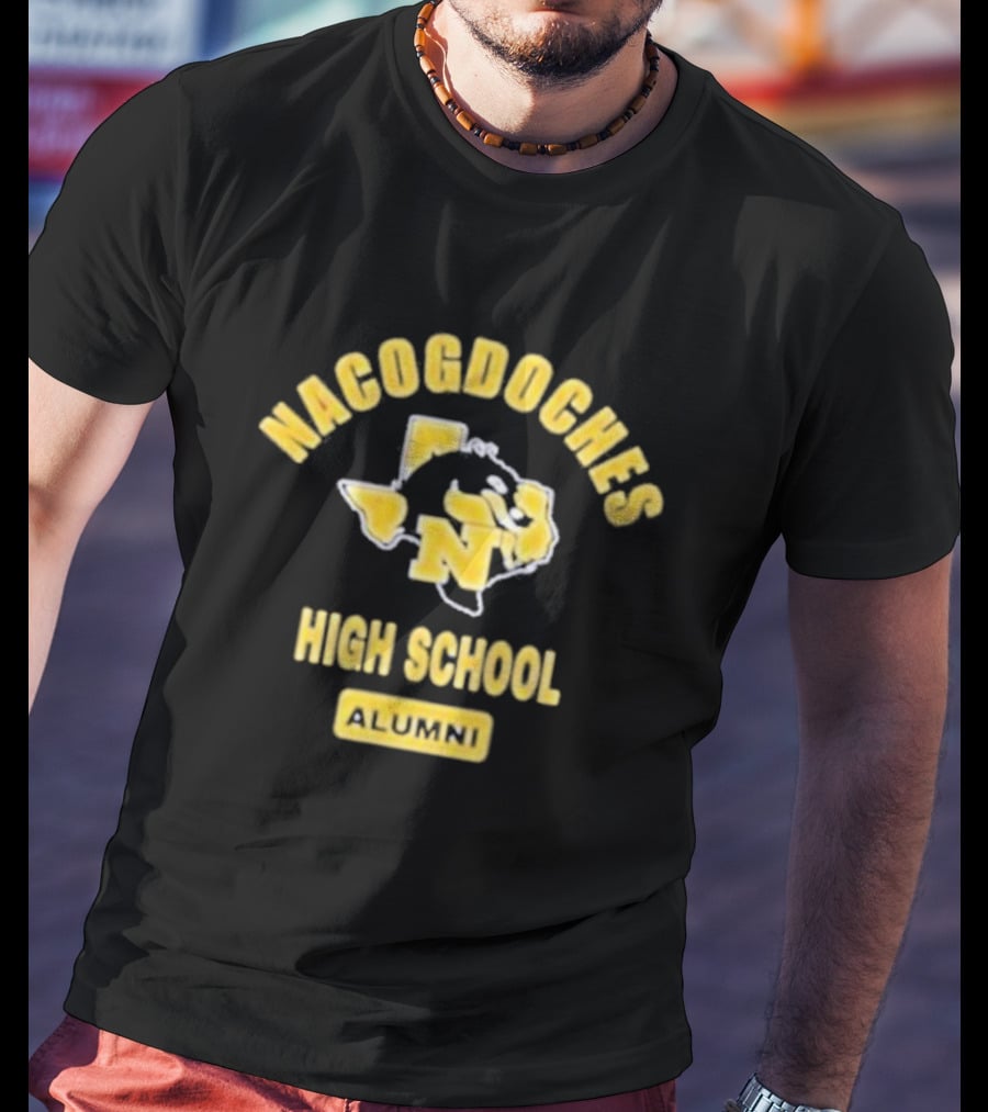 Nacogdoches High School Alumni Texas Outline Yellow T-Shirt