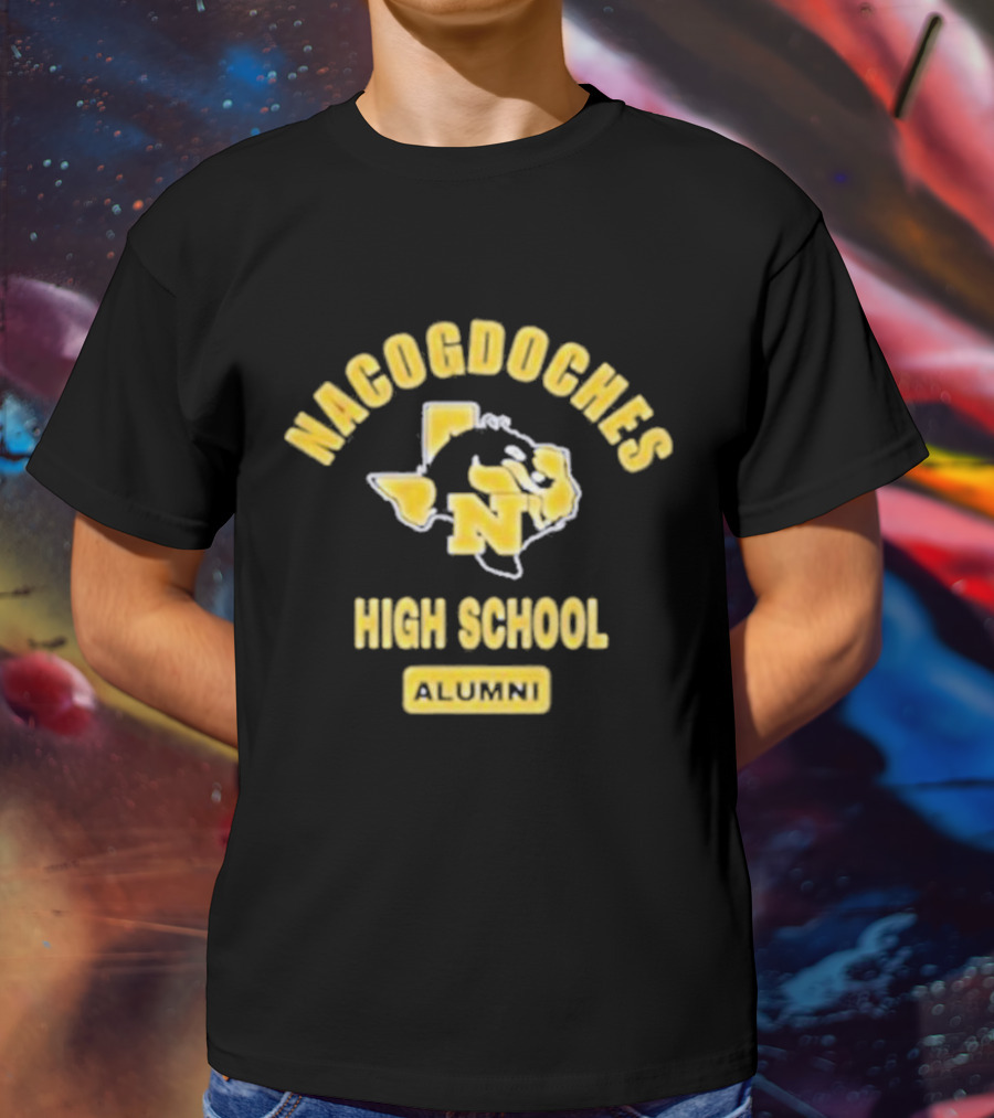 Nacogdoches High School Alumni Texas Outline Yellow T-Shirt