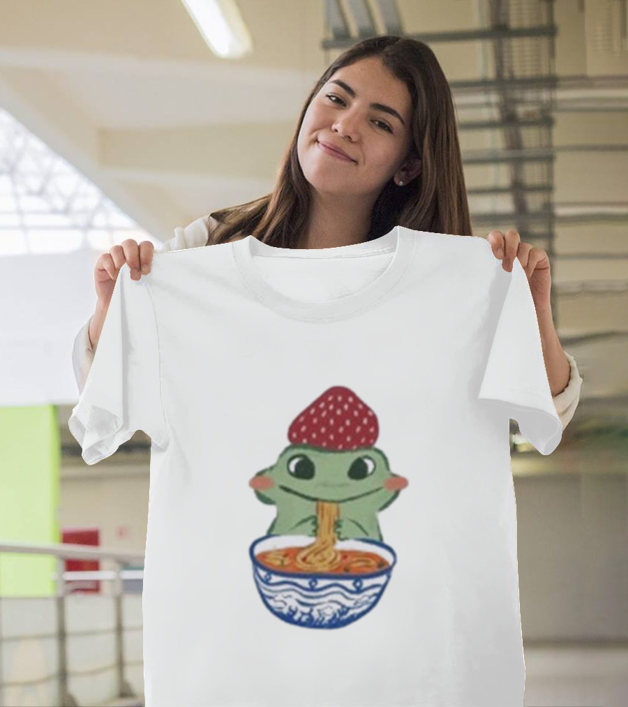 Strawberry Frog Eating Noodles T-Shirt