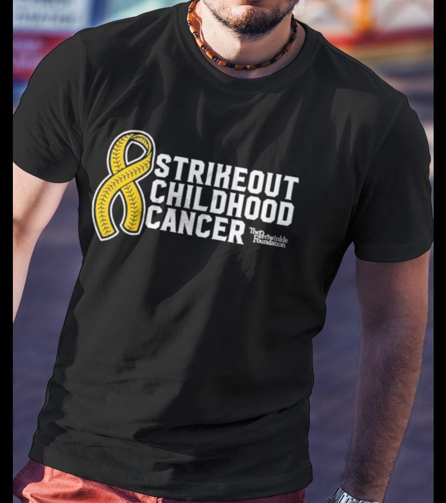 Strikeout Childhood Cancer The Prinkindle Foundation Yellow T-Shirt