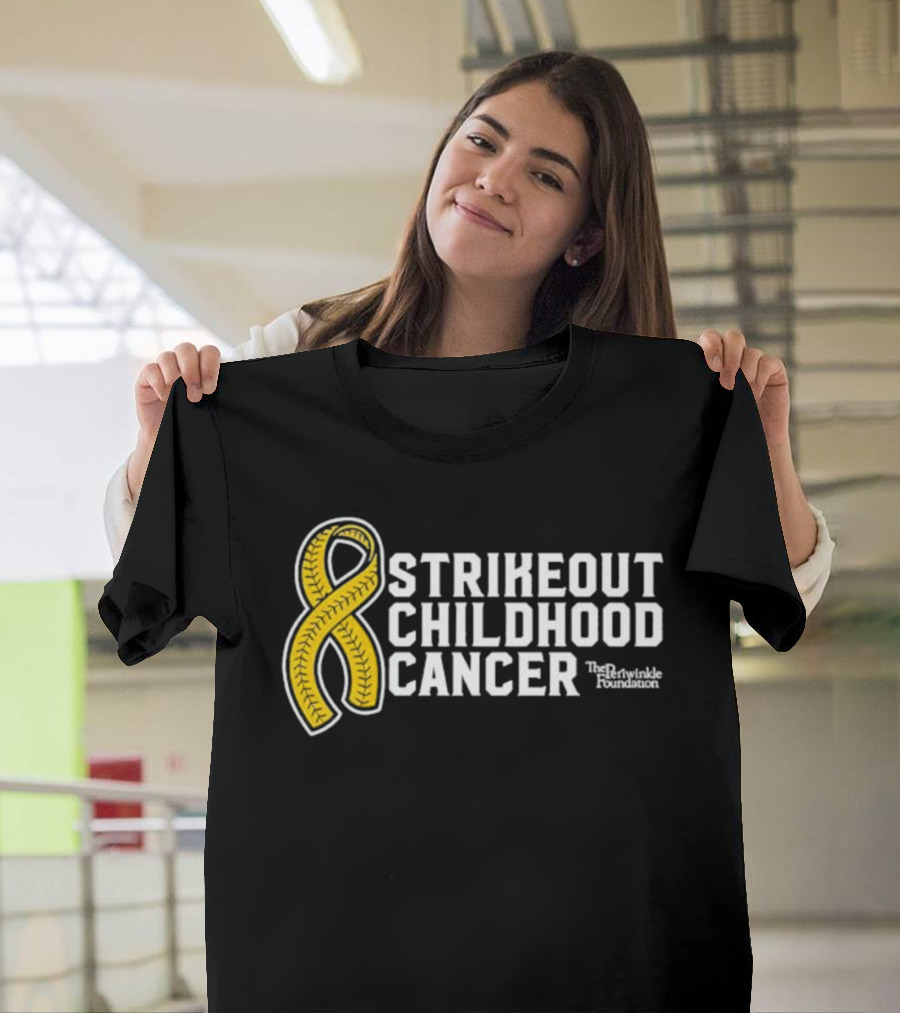 Strikeout Childhood Cancer The Prinkindle Foundation Yellow T-Shirt