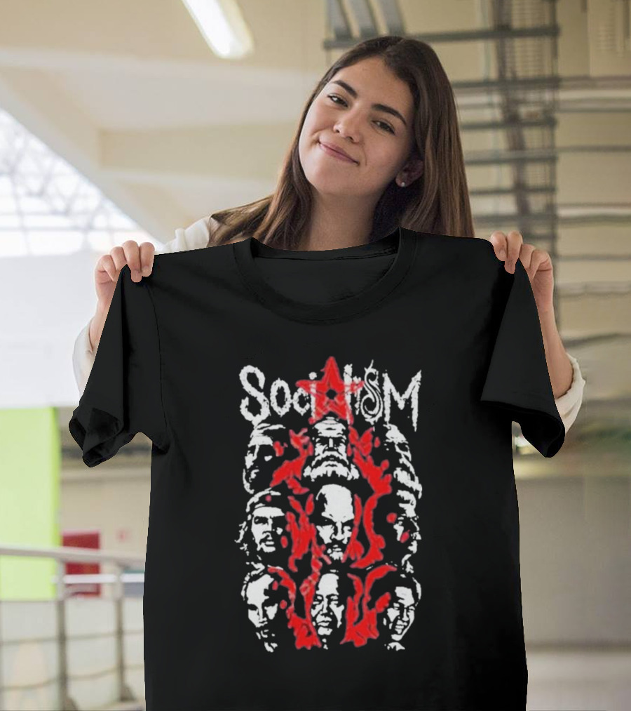 Tdm Socialism Revolutionary Faces And Red Star Motif T-Shirt