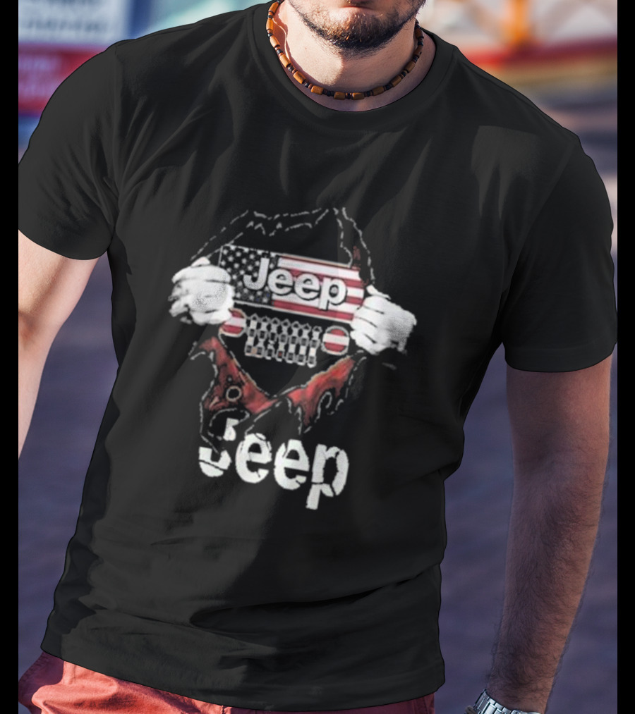 Jeep American Flag Blood Inside Me T-Shirt