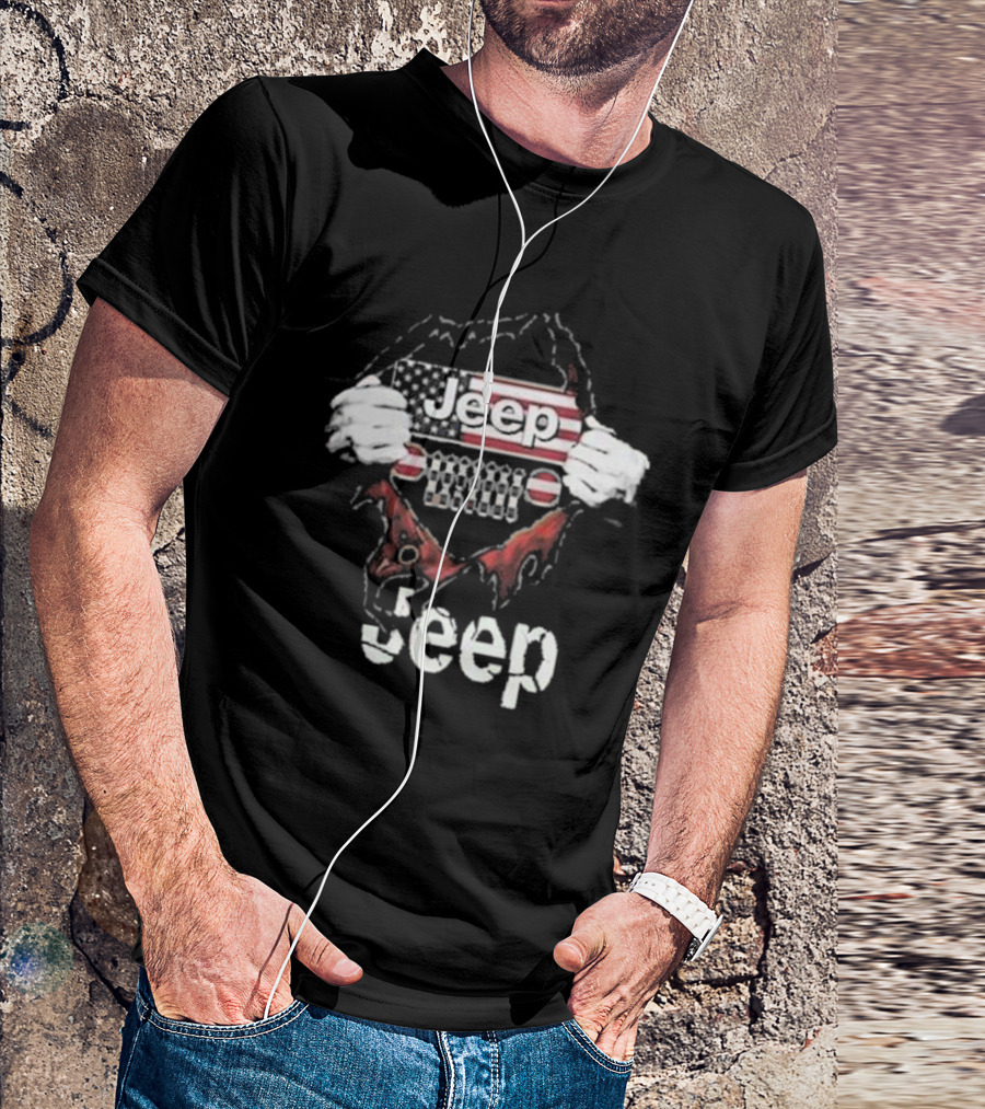 Jeep American Flag Blood Inside Me T-Shirt