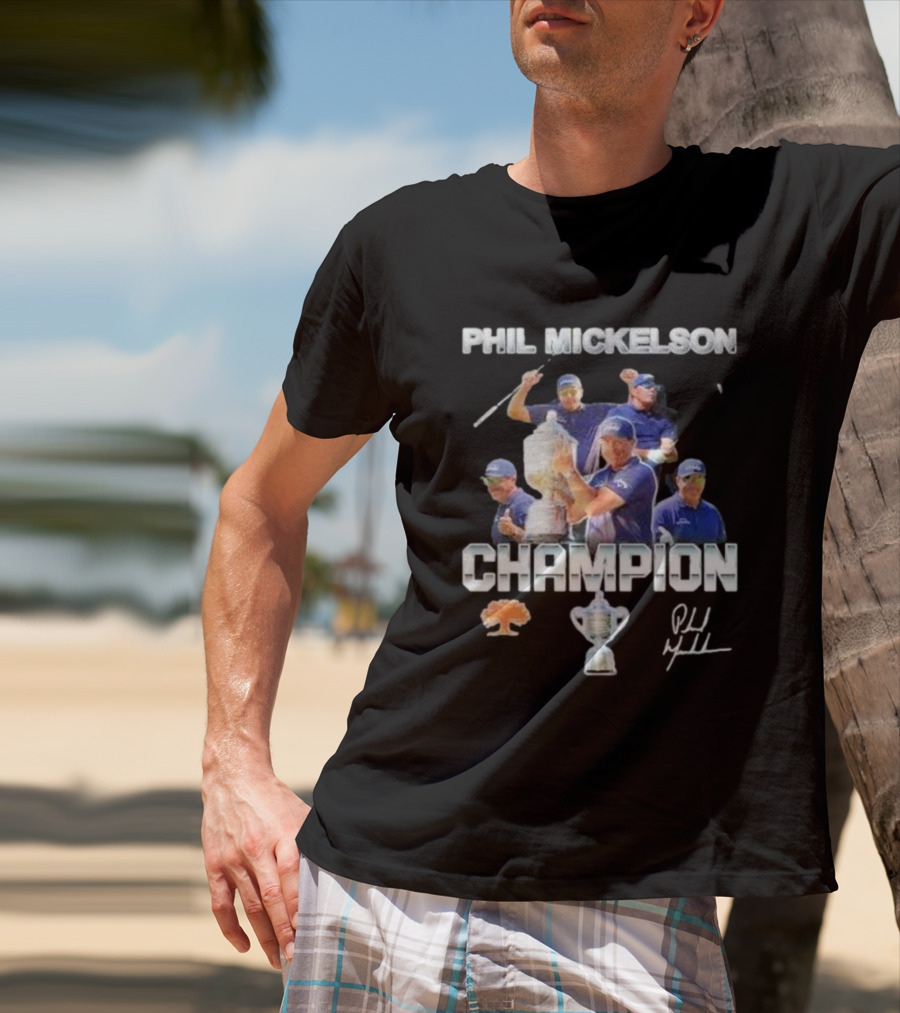 Phil Mickelson Champion Trophy Signature Golf Legend T-Shirt