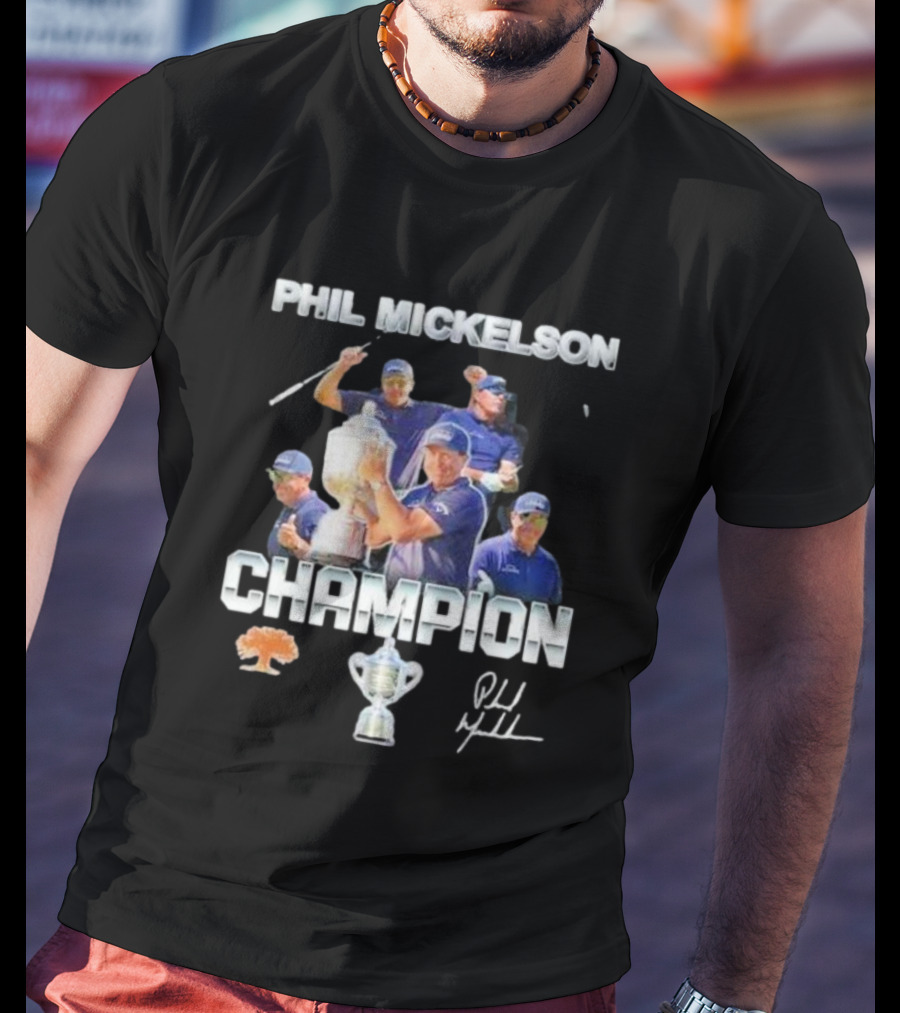 Phil Mickelson Champion Trophy Signature Golf Legend T-Shirt