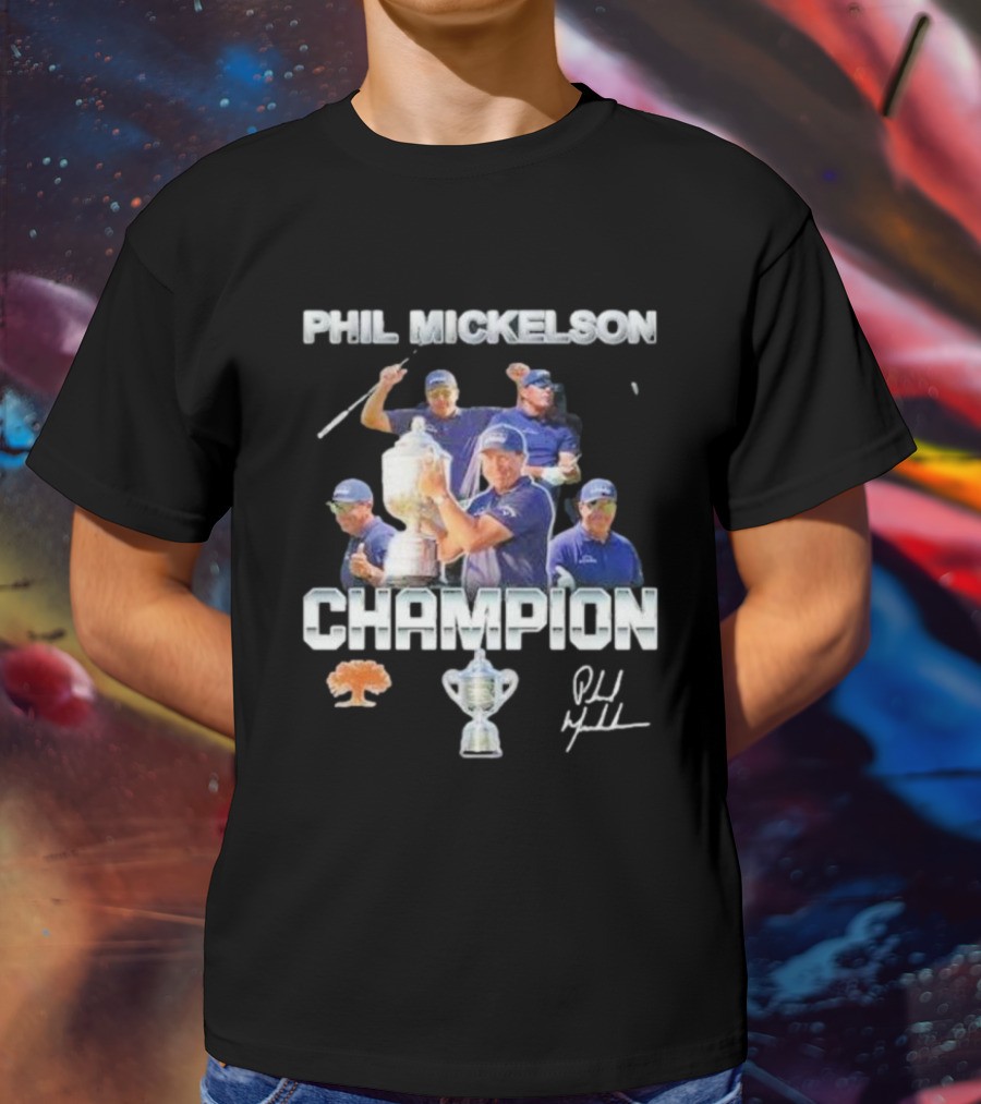 Phil Mickelson Champion Trophy Signature Golf Legend T-Shirt