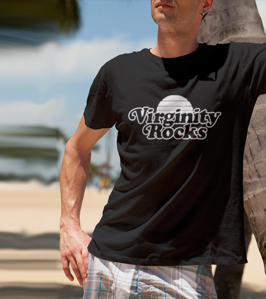 Virginity Rocks Retro Sunset T-Shirt