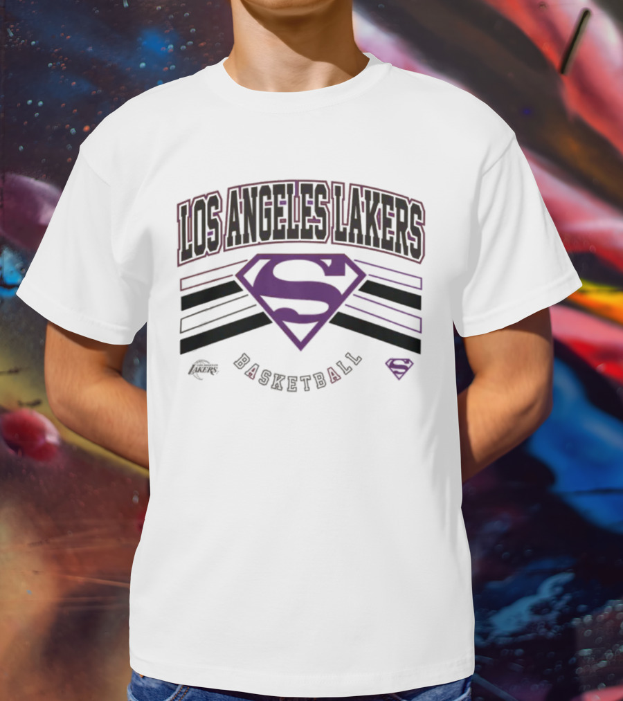Los Angeles Lakers Superman Basketball Shield T-Shirt