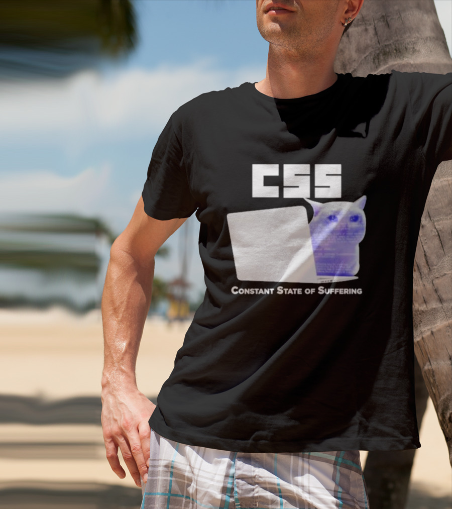 CSS Constant State Of Suffering Cat With Computer Retro Vibe T-Shirt