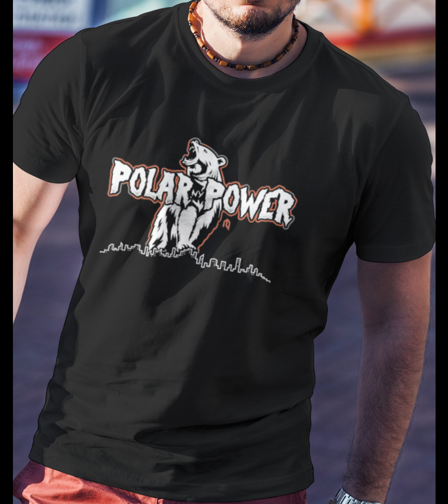 Polar Power Bear Roaring Above City Skyline T-Shirt