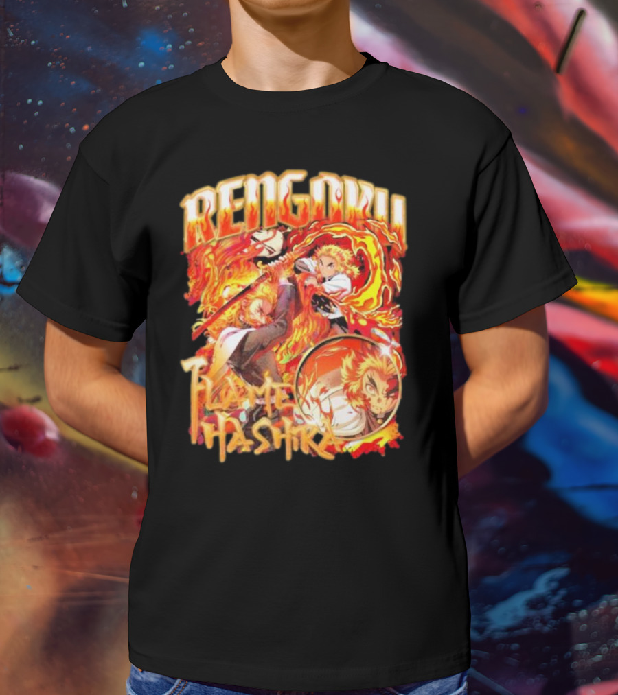 Rengoku Kyojuro Flame Hashira With Fiery Sword And Flames T-Shirt