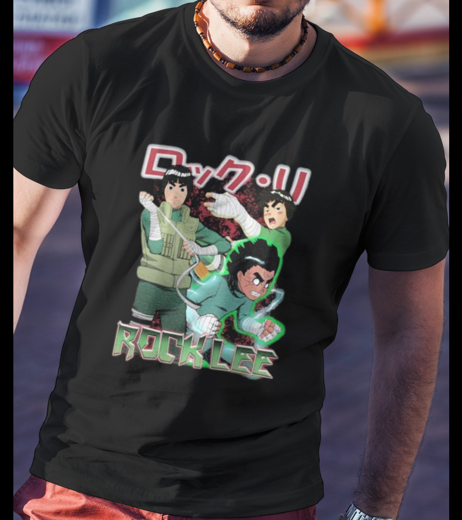 Rock Lee Dynamic Ninja Japanese Text T-Shirt