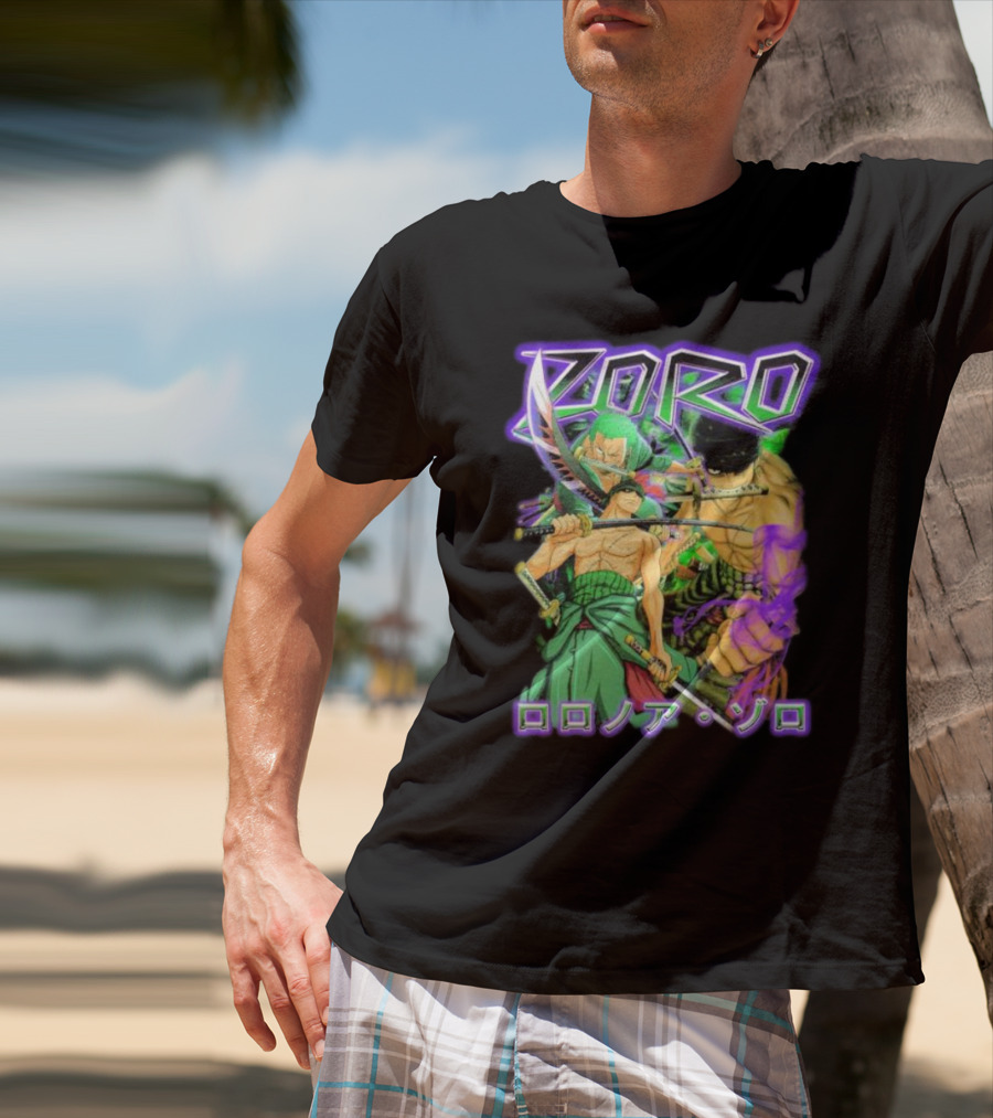 Zoro Roronoa Zoro Anime Manga Japanese Text Martial Arts Swordsman Fantasy Adventure T-Shirt