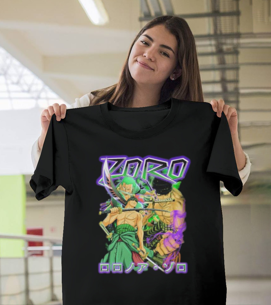 Zoro Roronoa Zoro Anime Manga Japanese Text Martial Arts Swordsman Fantasy Adventure T-Shirt