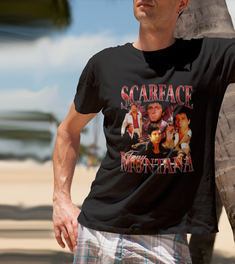 Scarface Tony Montana Film Collage Iconic Scenes T-Shirt