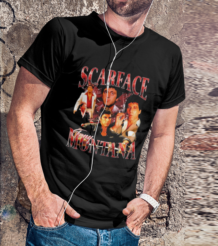 Scarface Tony Montana Film Collage Iconic Scenes T-Shirt
