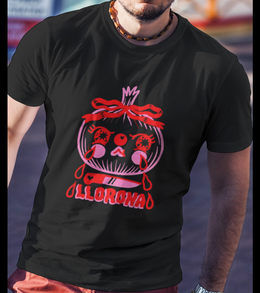 Llorona Onion Tears With Knife And Heart Motif T-Shirt