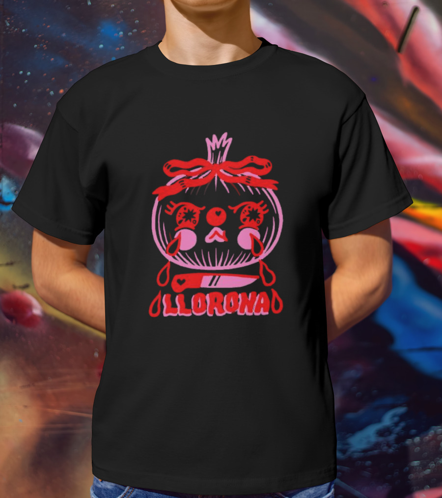 Llorona Onion Tears With Knife And Heart Motif T-Shirt