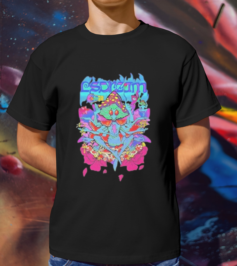 LSDream Mushi Psychedelic Bug Creature With Vibrant Colors And Cosmic Elements T-Shirt