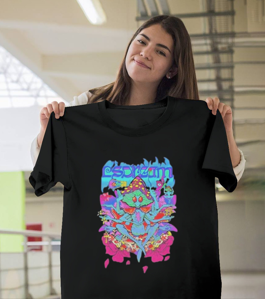 LSDream Mushi Psychedelic Bug Creature With Vibrant Colors And Cosmic Elements T-Shirt
