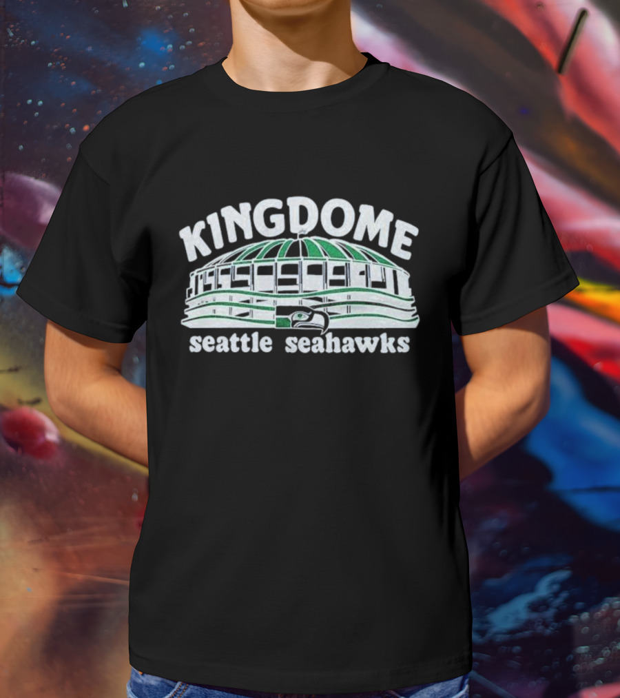 Seattle Seahawks Kingdome Stadium Green And White T-Shirt