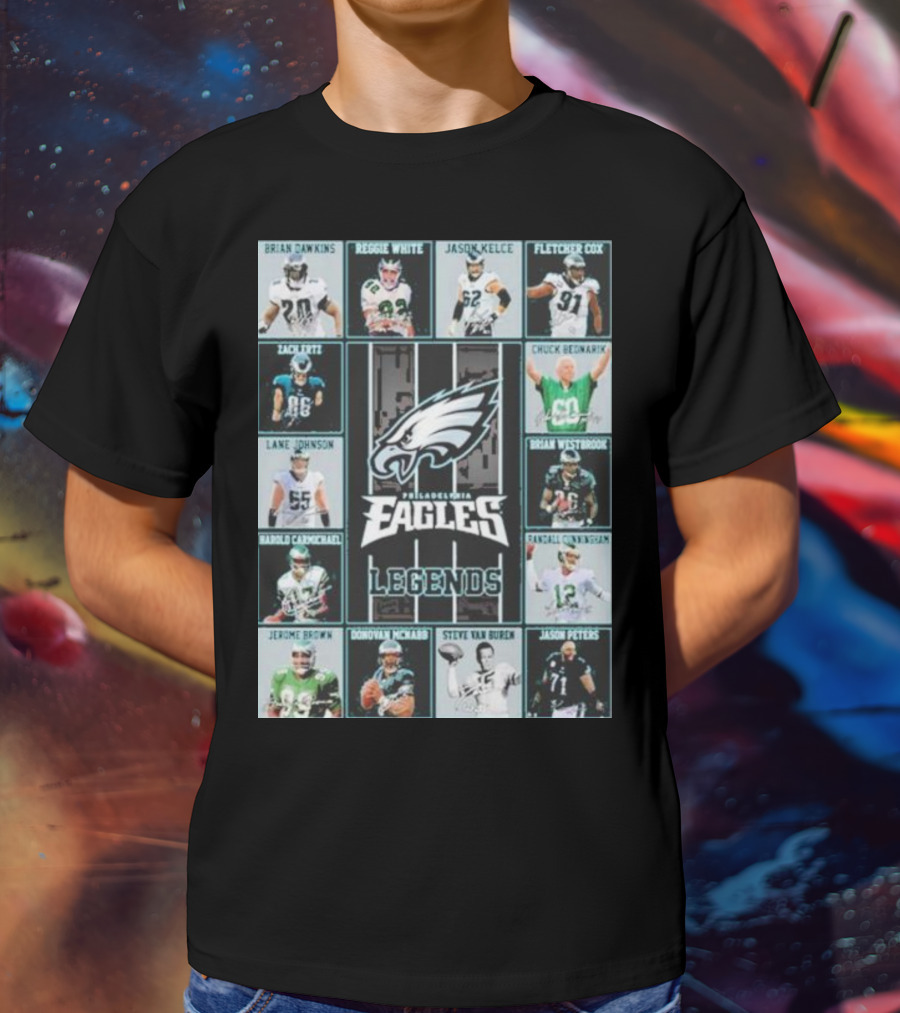 Philadelphia Eagles Brian Dawkins Reggie White Jason Kelce Fletcher Cox Legends Randall Cunningham Donovan McNabb T-Shirt