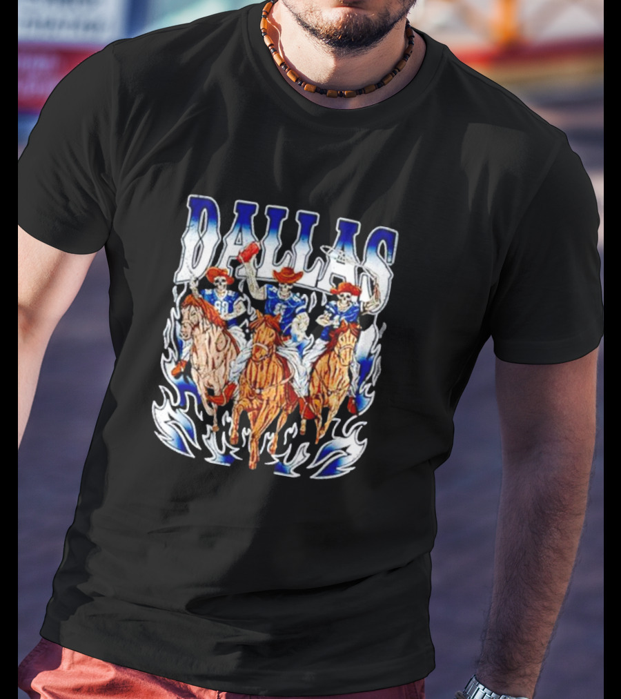 Dallas Cowboys Skeleton Horseback Riders Halloween T-Shirt