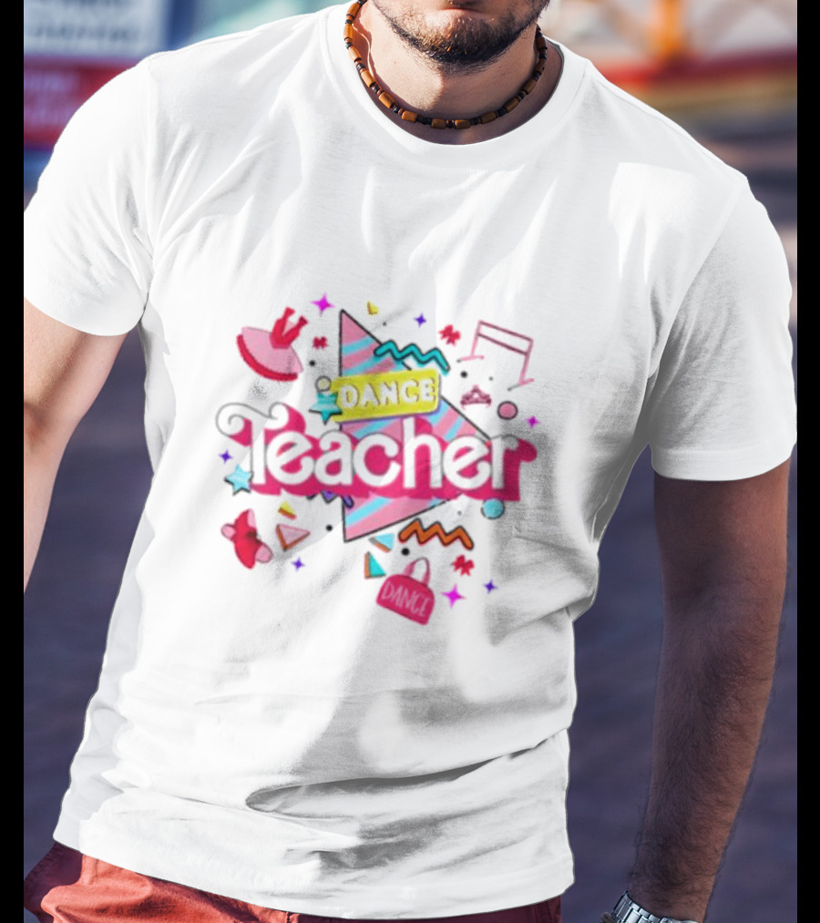 Dance Teacher Colorful Patterns And Dance Icons T-Shirt