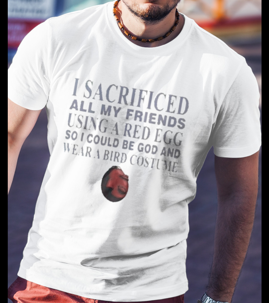 I Sacrificed All My Friends Using A Red Egg So I Could Be God And Wear A Bird Costume T-Shirt