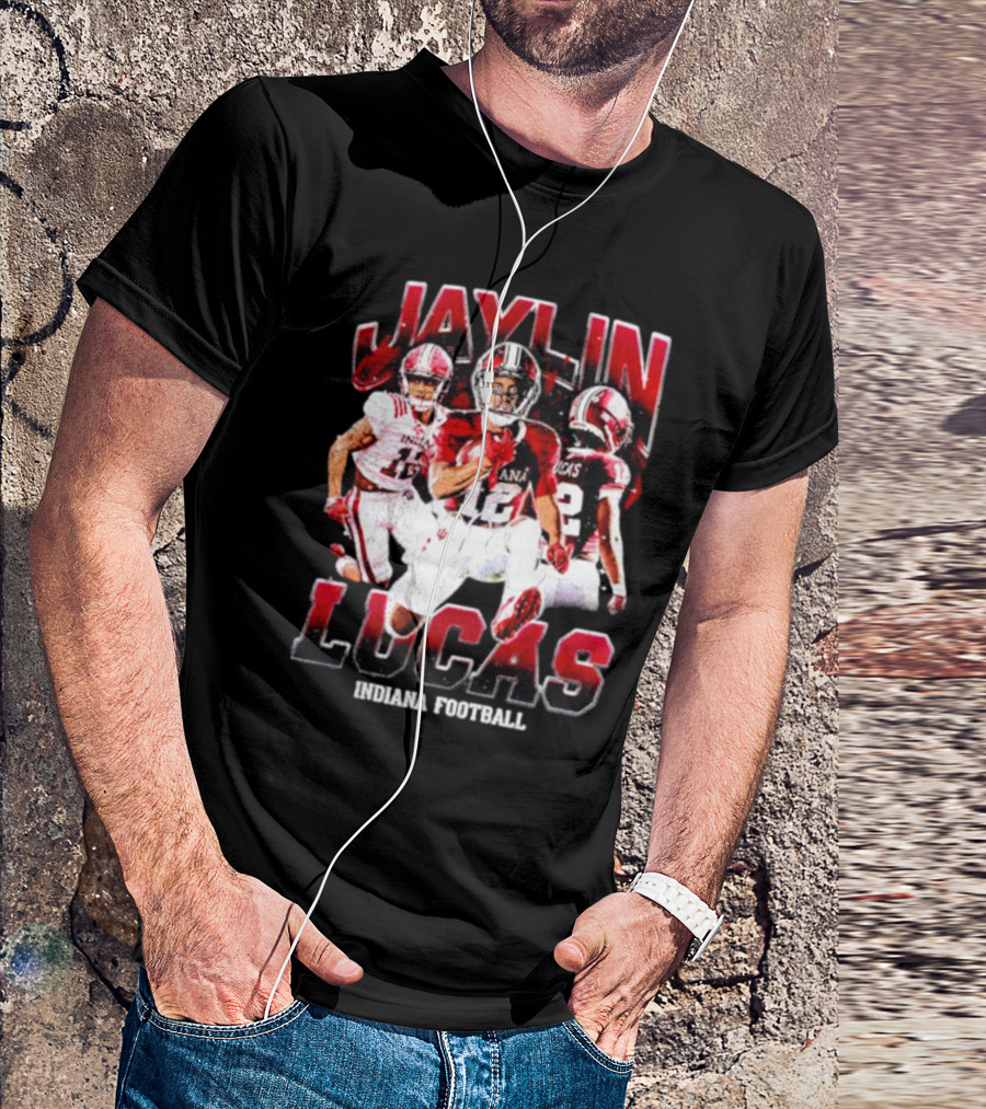Jaylin Lucas Indiana Football Athlete Action Collage T-Shirt