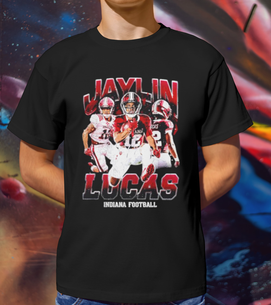 Jaylin Lucas Indiana Football Athlete Action Collage T-Shirt