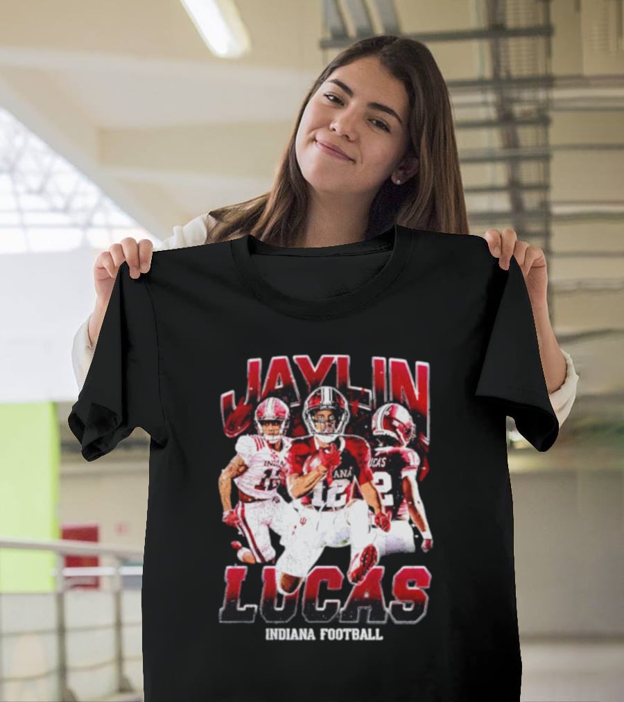 Jaylin Lucas Indiana Football Athlete Action Collage T-Shirt