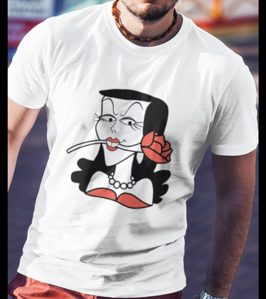 Kurt Cobain Natasha Fatale Iconic Cartoon Fusion ретро Шик меховый шарф розы T-Shirt