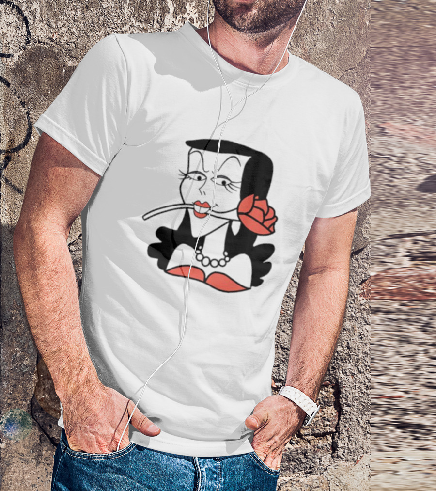 Kurt Cobain Natasha Fatale Iconic Cartoon Fusion ретро Шик меховый шарф розы T-Shirt
