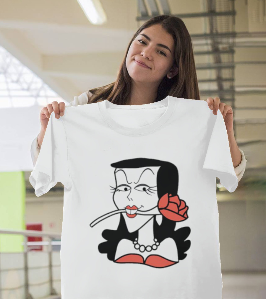 Kurt Cobain Natasha Fatale Iconic Cartoon Fusion ретро Шик меховый шарф розы T-Shirt