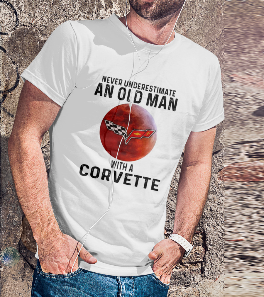 Never Underestimate An Old Man With A Corvette Blood Moon T-Shirt