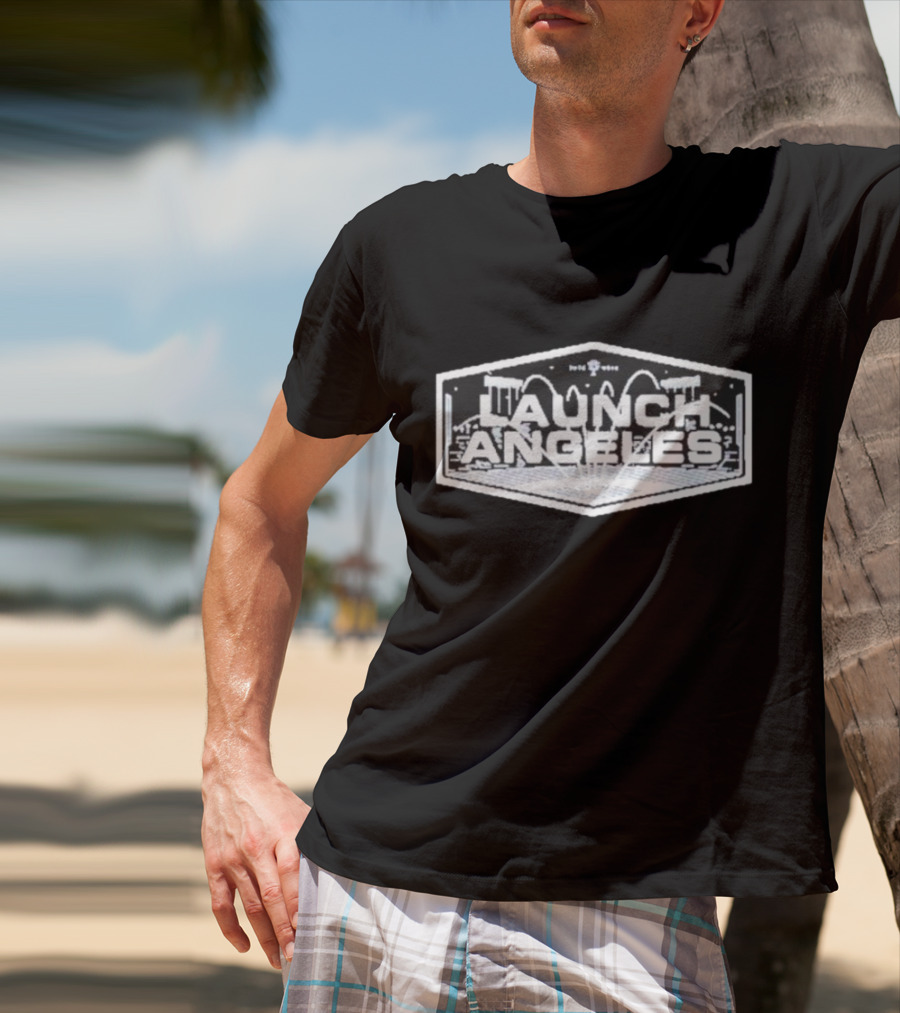 Launch Angeles Cityscape Space Theme Crewneck T-Shirt