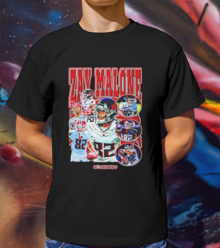Zay Malone 82 Atlanta Falcons NSNThreads Vintage T-Shirt
