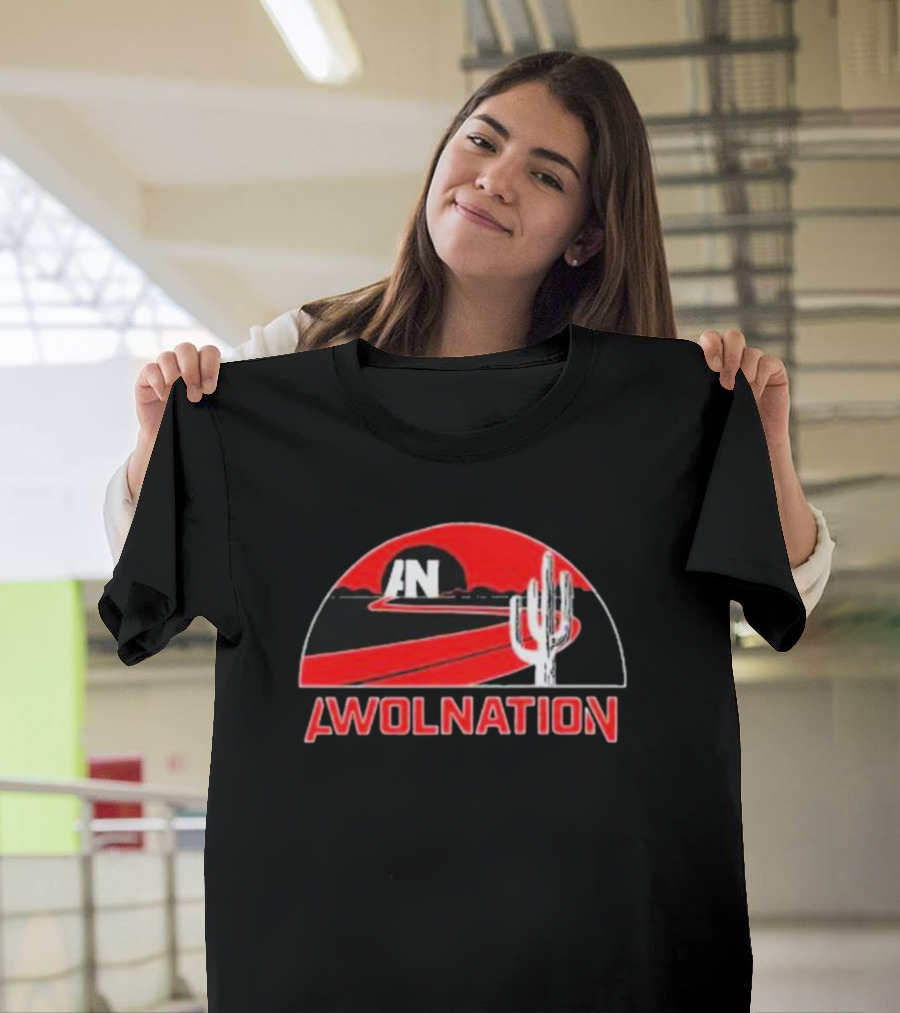 AWOLNATION Cactus Road Desert Scene With Red Sky And Roadway T-Shirt