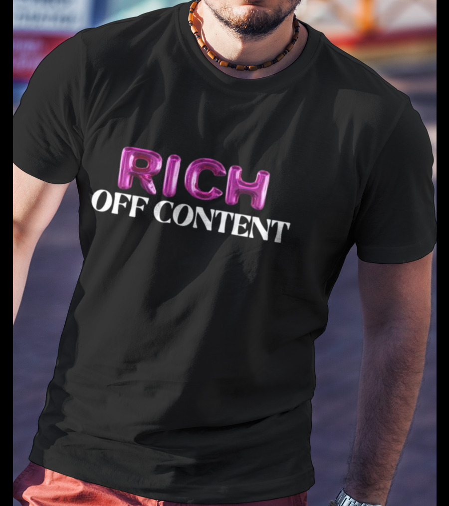 RICH OFF CONTENT Pink Lettering T-Shirt