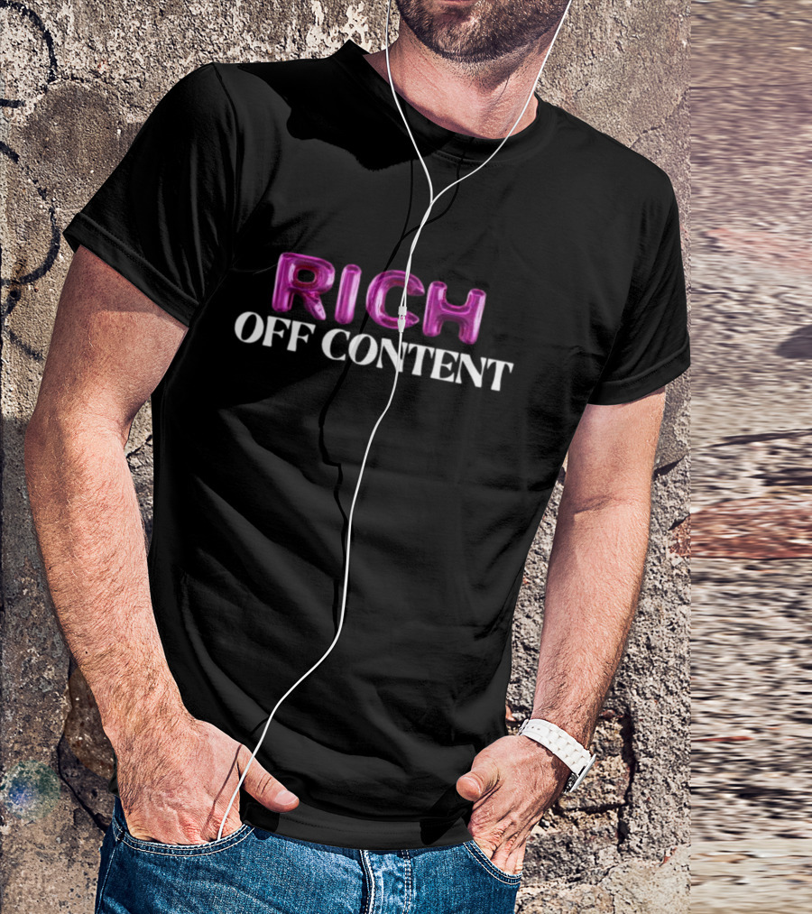 RICH OFF CONTENT Pink Lettering T-Shirt
