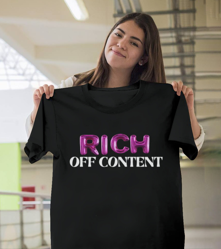 RICH OFF CONTENT Pink Lettering T-Shirt
