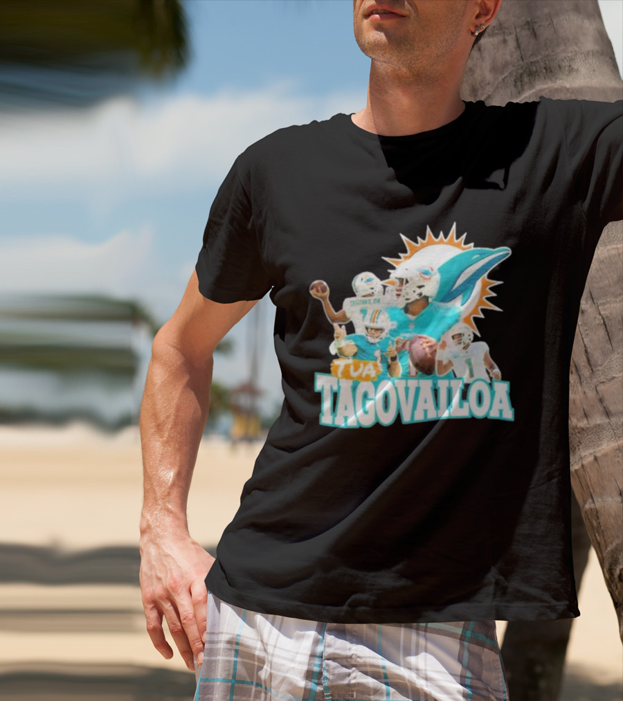 Tua Tagovailoa Miami Dolphins Quarterback Montage T-Shirt