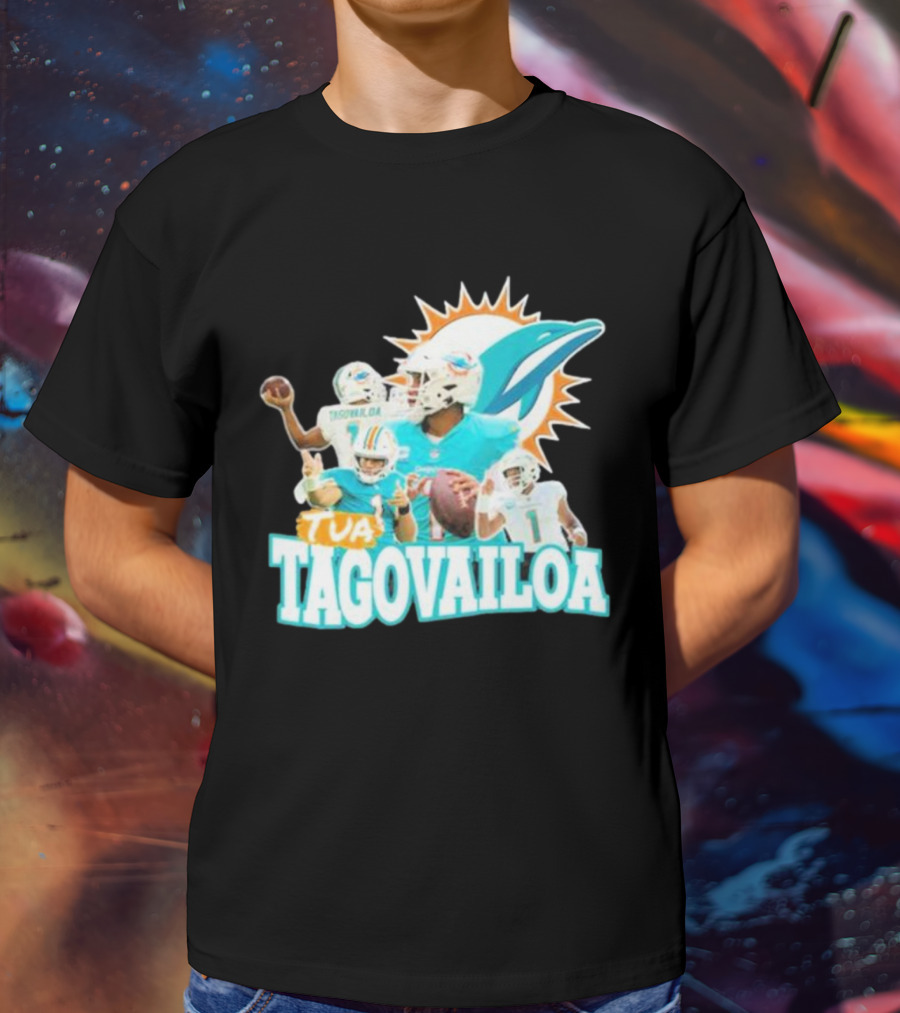 Tua Tagovailoa Miami Dolphins Quarterback Montage T-Shirt