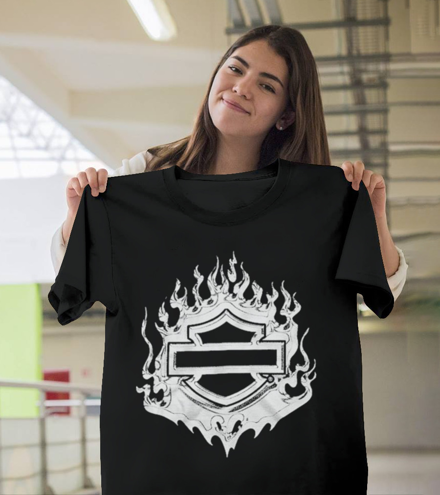 Post Malone X H-D Flaming Bar And Shield Emblem T-Shirt
