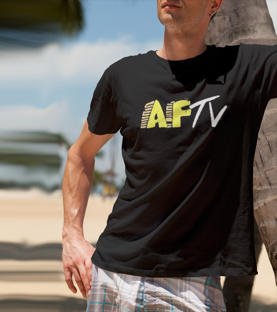 AFTV Invasion Soccer Fan Channel Bold Yellow Text And White Strokes T-Shirt