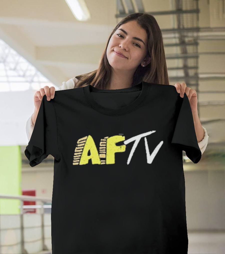 AFTV Invasion Soccer Fan Channel Bold Yellow Text And White Strokes T-Shirt