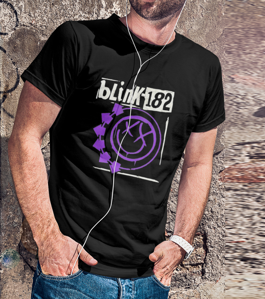 Blink-182 Edging Smiley Logo With Purple Arrows T-Shirt