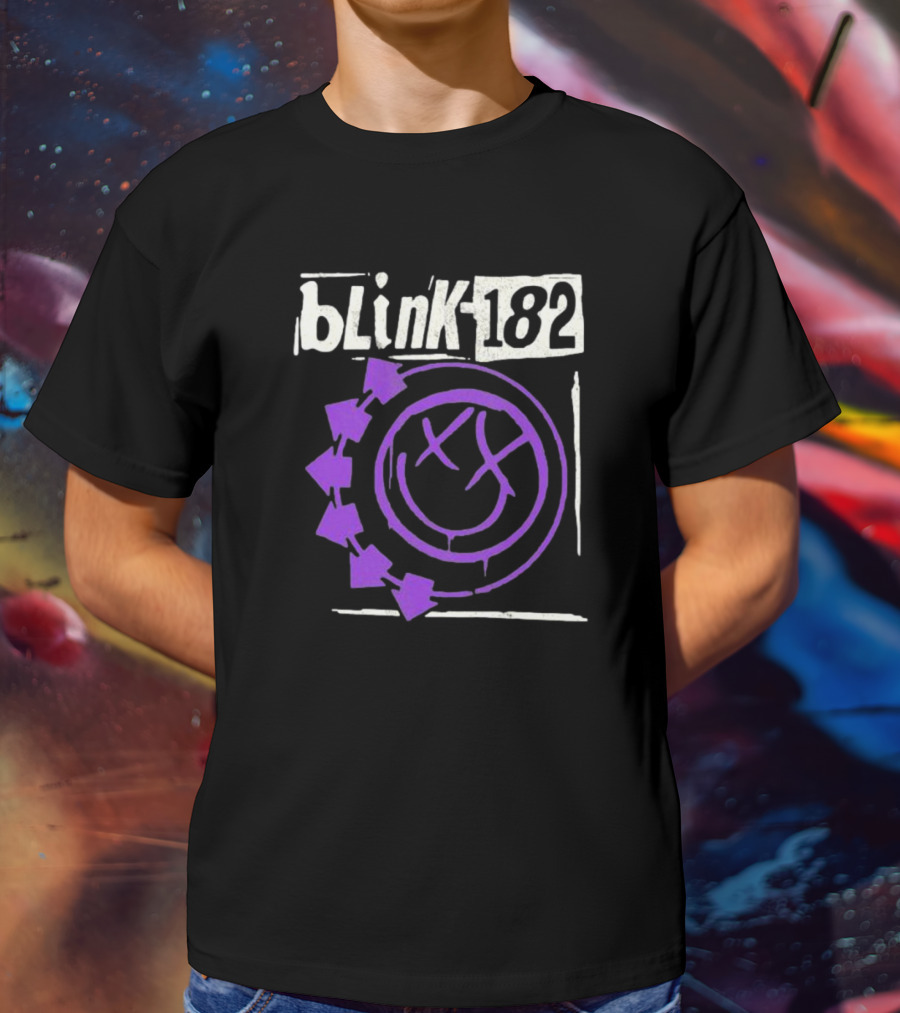 Blink-182 Edging Smiley Logo With Purple Arrows T-Shirt
